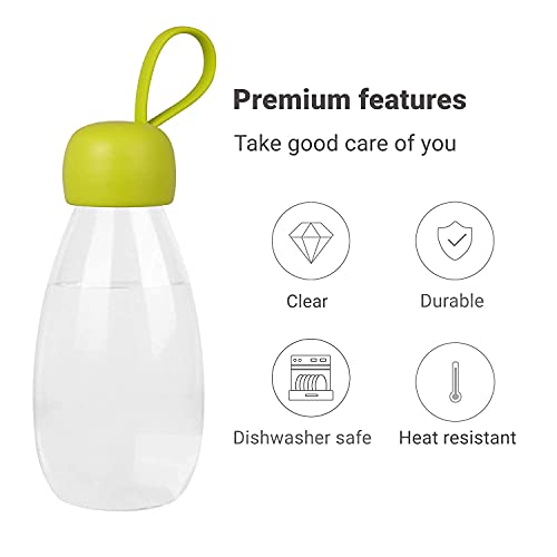 emoi BPA Free Water Bottle, 12oz/360ml Cute Water Bottle with Carrying Strap, Ideal for Kids Boys Girls Students Women Healthy Hydration-Green - color: Green Cap, size: 12 Ounces
