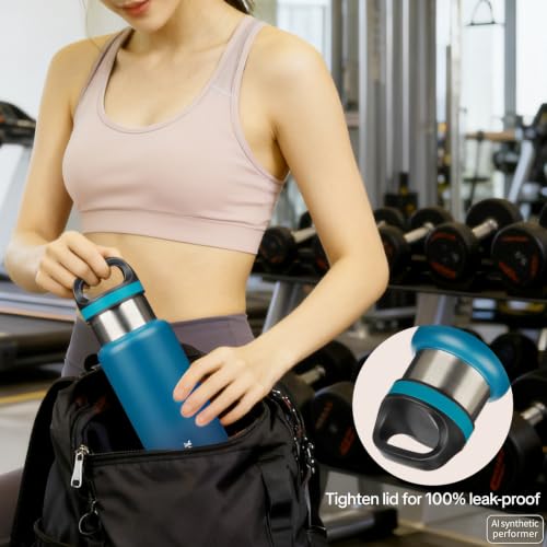 BJPKPK 32oz Insulated Water Bottle Stainless Steel Water Bottle with Handle - color: Indigo Black, size: 32 Ounces