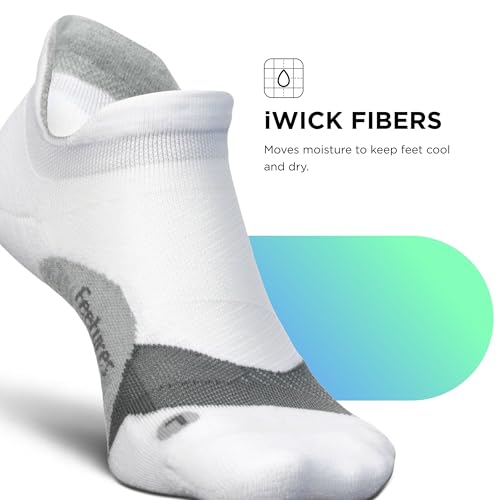 Feetures Elite Light Cushion No Show Tab Sock Wave - color: New White (1 Pair), size: Small
