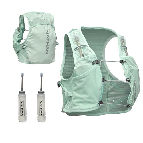 Nathan Women's Hydration Vest - Lightweight Mesh, Breathable, 2x14oz Flasks, 2L Bladder, Reflective Vest, Pinnacle Breeze - size: Small-Medium, style: Surf Spray