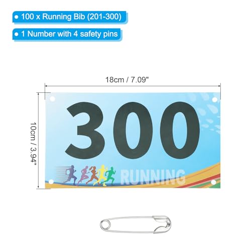 PATIKIL Tearproof Running Bib Numbers, Race Competitor Numbers - size: 7x4 Inch, style: 201-300