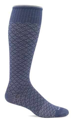 Sockwell Women's Featherweight Fancy Moderate Graduated Compression Sock - color: Denim, size: Medium-Large