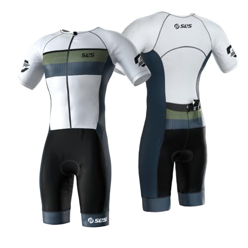 SLS3 Triathlon Suits Mens - Elite Aero Sleeved Trisuit for Swim Bike Run - color: Osaka White, size: Medium