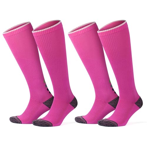 GoWith 20-30 mmHg Unisex Knee High Compression Rayon Bamboo Socks, 2 Pairs - color: Fuchsia - 2 Pairs, size: Large