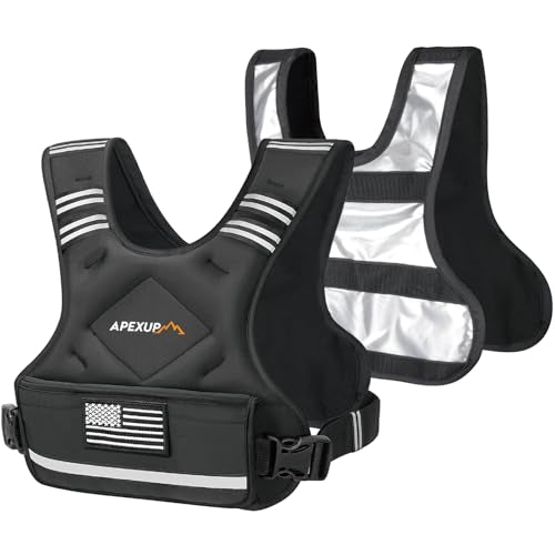 APEXUP Adjustable Weighted Vest, 4-10lb/12-18lb/20-32lb Vest with 6 Ironsand Weights and Large Pocket, Weight Vest for Men Women Strength Training, Running, Walking - color: Black-with Waterproof Layer, size: 4-10lbs