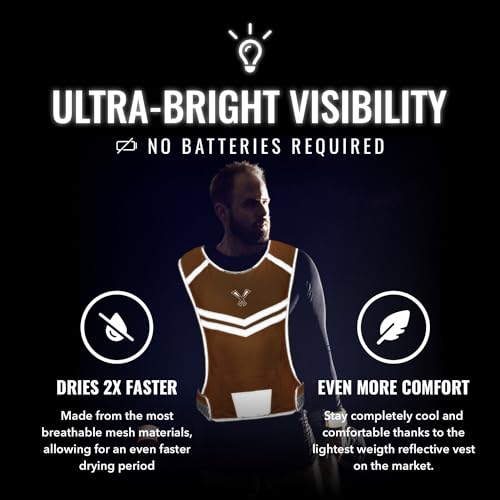 Reflective Running Vest with Pocket & 2 Bands, High-Visibility - color: Orange, size: Small