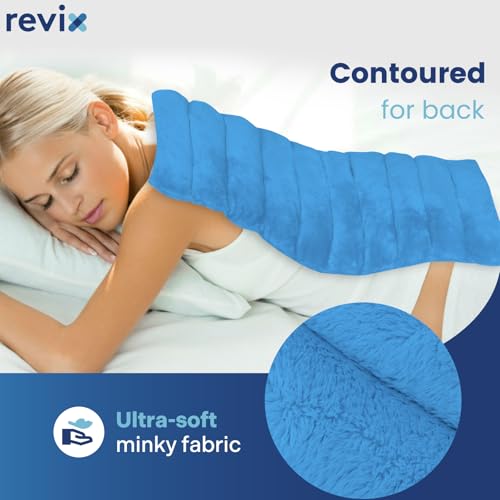 REVIX Extra Large Microwavable Heating Pad for Back, Moist Heat Wrap, Blue - color: Blue