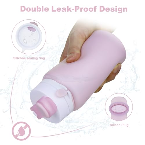 PLTCAT Collapsible Water Bottles, 19oz Foldable Silicone Travel Bottles - color: Taro Purple