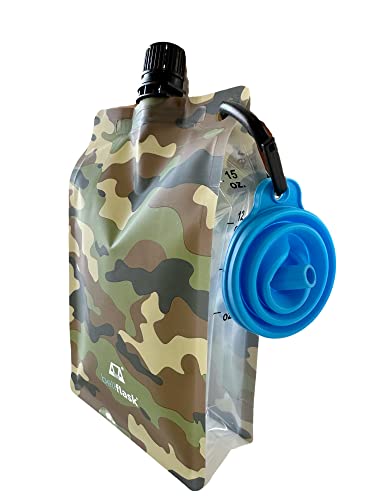 BellFlask 15oz Flexible Plastic Flask - 3-Pack Camo with Plastic Carabiner - color: Camouflage