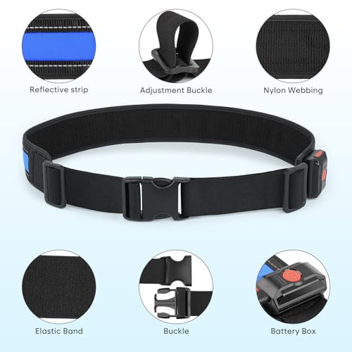 Illumifun LED Running Belt - USB Rechargeable Light Up Sash, High-Visibility Elastic Waistband Light for Running Cycling Hiking Camping Nighttime Activities - color: Blue
