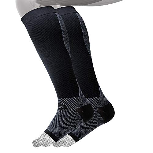 OS1st FS6+ Performance Foot/Calf Sleeves for Plantar Fasciitis pain relief, heel pain, shin splints and arch support (Black, Small) - color: Black