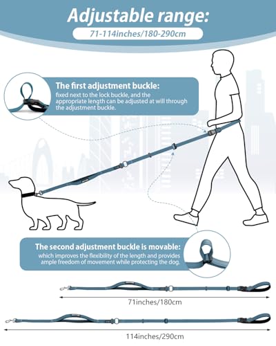 Hands Free Dog Leash, Multifunctional Crossbody Dog Leash - color: InkBlue, size: Large-5.9-9.5ft