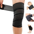 Elastic Knee Wrap Compression Bandage Brace, Black, 1pcs, 70.8 inch