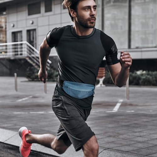 VULKIT Casual Lightweight Fanny Pack for Women & Men, Outdoor Belt Bag to Free Your Hands, Nylon Waterproof Waist Bag with Adjustable Elastic Band, Small Slim Fit Fashion Waist Pack, Blue - color: Blue