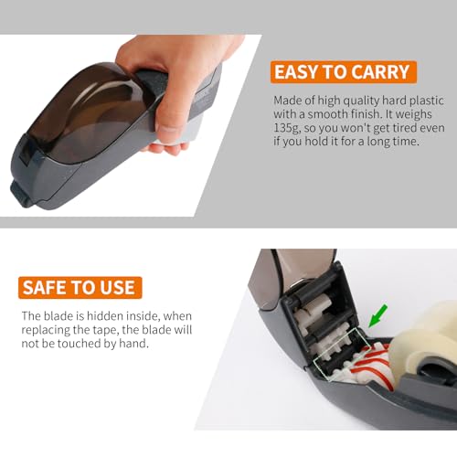 Eagle Automatic Tape Dispenser, Handheld & Portable Design, Office Tape Gun, One-Handed Operation with Safety Blade for Office, Home, DIY or Packaging (Includes 2 Free Tapes) (Gray) - color: Gray