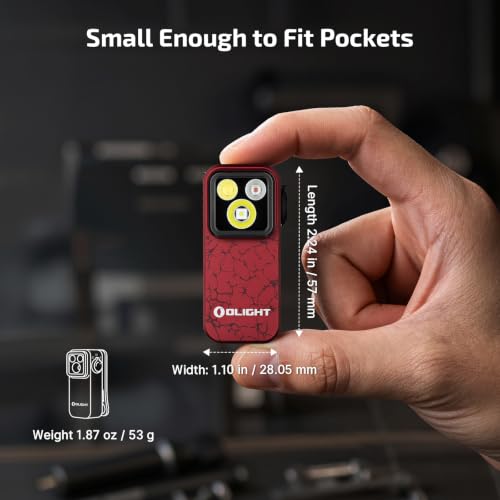 OLIGHT Oclip Pro Rechargeable EDC Clip-on Flashlight, Crackle Red - color: Crackle Red