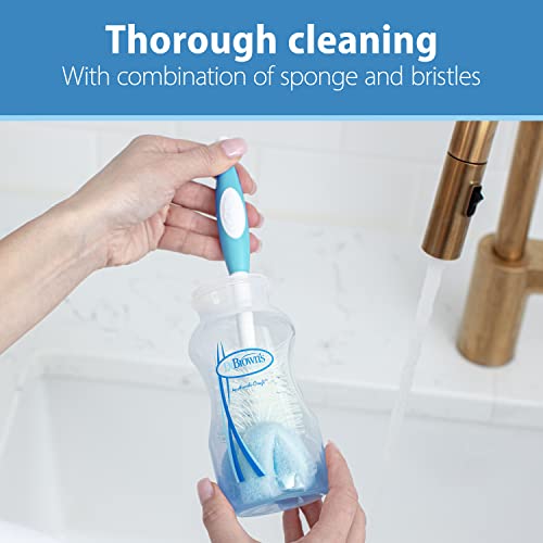 Dr. Brown's Baby Bottle Cleaning Brush with Sponge and Scrubber - Blue - 3pk and Universal Baby Bottle and Accessory Drying Rack - color: Blue Bottle Brush & Drying Rack, size: 3-Pack