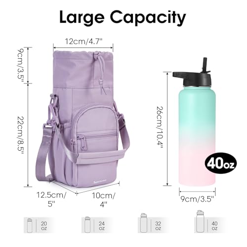 sportsnew 40oz Insulated Crossbody Water Bottle Sling Bag w/Phone Pocket - color: Purple