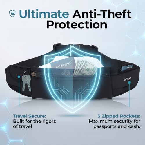 The Belt of Orion Money Belt, Anti-Theft Travel Waist Pack, Slim 9x4in - size: Travel 9"x4"