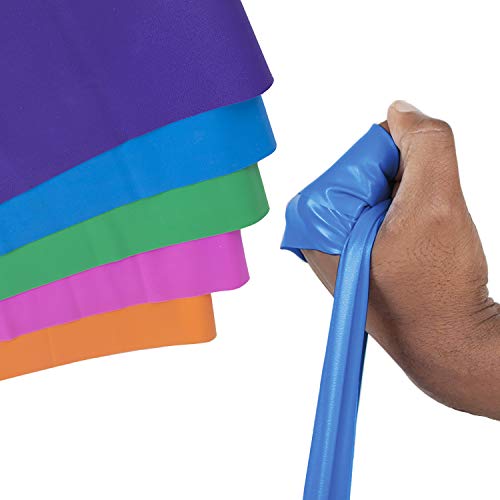 Pack of 5 Latex-Free Norco Rainbow Resistance Bands Set. Multi-Pack Includes Levels 1-5 (Light - Super Heavy). No Powder, No Odor. 5 Ft. Single Lengths Physical Therapy, Gym, Home Exercise Routine.