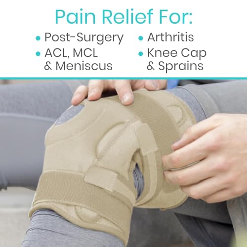 Vive Hinged Knee Brace - Relieves ACL, MCL, Meniscus Tear - Lightweight - color: Beige, size: Medium
