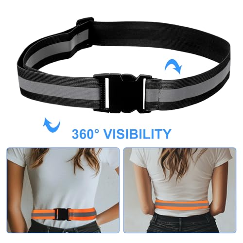 PATIKIL Adjustable Reflective Running Belt, Glow Pt Belt Sash for Cycling Walking - color: Black, size: 1.5 Inch