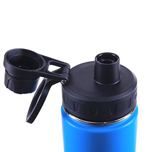 Drinco Stainless Steel Water Bottle Spout Lid Vacuum Insulated Double Wall Water Bottle Wide Mouth Leak Proof Keep Cold Sport Camping Hiking (22oz Royal Blue) - color: 22oz Royal Blue