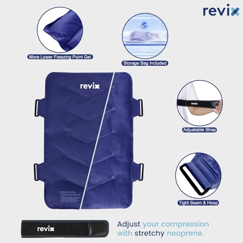 REVIX XXL Ice Pack for Back, Reusable Gel Cold Pack for Full Back Coverage - color: Navy