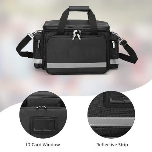 Medical Bag Empty Emergency Bag First Responder Bag First Aid Bag Home Health Empty First Aid Storage with Detachable Divider Medical Supplies - color: Black, size: 17.7" x 13.78"x 9.84"