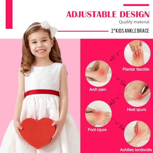 Tarpop 2 Pairs Kids Ankle Brace, Compression Sleeves, L+M, Pink - color: Pink, size: Medium,Large