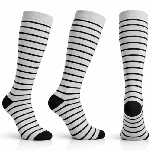 Diamond Star 6 Pairs Compression Socks for Men & Women, Knee High Socks - color: 6 Pairs (Silver/Black)