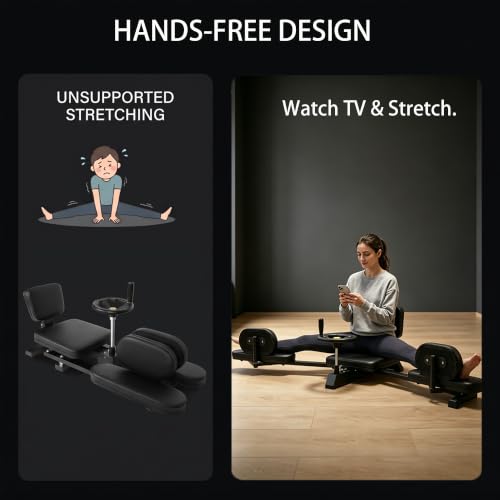 Adjustable Leg Split Machine for Hamstring & Hip Flexor, Stretching Tools for Dance and Gymnastics, Inner Thigh Trainer with Steel Frame, Black