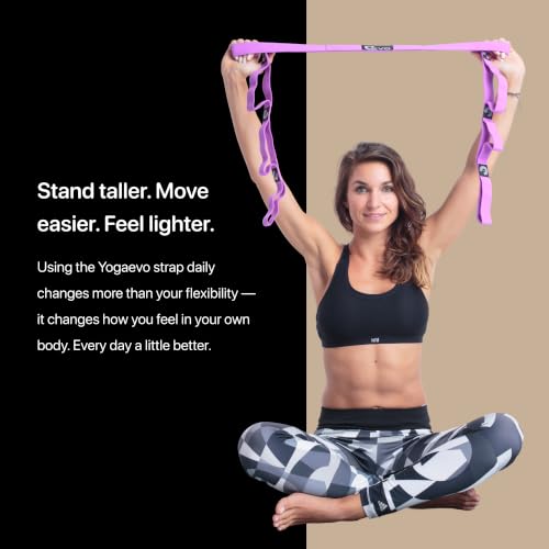 Yogaevo Elastic Stretching Strap With Loops For Physical Therapy - color: Purple