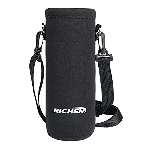 RICHEN Neoprene Water Bottle Carrier Bag with Adjustable Shoulder Strap,Insulated Water Bottle Cover for Stainless Steel/Glass/Plastic Bottles - color: Black, size: 500ml