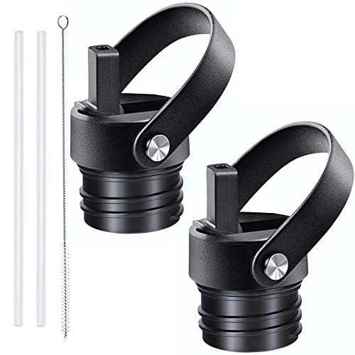 Straw lid for Hydroflask Standard Mouth Water Bottle,Straw Lid Flexible Handle Fit Hydro Flask Standard Mouth 12 18 21 24oz, Sports Straw Cap Flip Top Lid Accessories( - color: Black 9