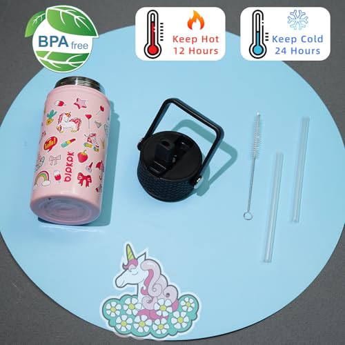 BJPKPK Insulated Water Bottle, 15oz Stainless Steel with Straw Lid - color: Unicorn, style: 15oz