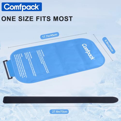 Comfpack Large Ice Pack for Injuries Gel Pack for Lower Back Pain Relief Reusable Hot Cold Therapy Cold Pack for Back, Shoulder, Elbow, Hip, Knee, Soft Cold Compress, 9.8 × 17.7" - size: 9.8×17.7 Inch