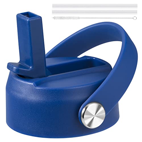 KMN Wide Mouth Straw Lid with Flip Top, Replacement Cap with Straw for Hydro Flask 18 32 40 oz Wide Mouth Water Bottle & 12 16 20 oz Coffee Flask, BPA-Free Leakproof Sports Lid (Cobalt) - color: Cobalt