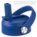 KMN Wide Mouth Straw Lid with Flip Top, Replacement Cap with Straw for Hydro Flask 18 32 40 oz Wide Mouth Water Bottle & 12 16 20 oz Coffee Flask, BPA-Free Leakproof Sports Lid (Cobalt) - color: Cobalt