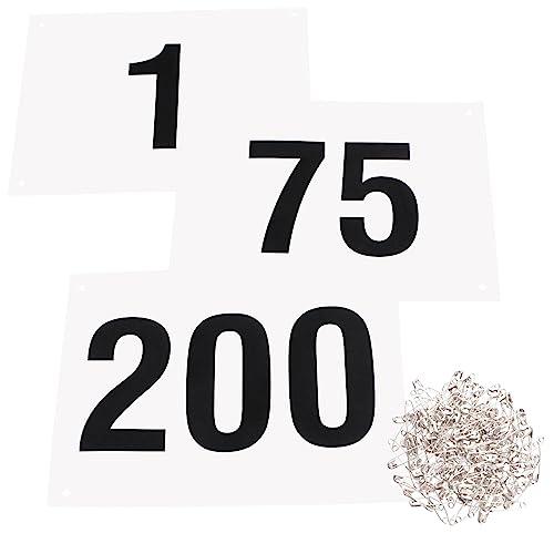 Azarxis Running Bib Competitor Numbers with Safety Pins, Tyvek Tearproof Waterproof 4"x7" / 6"x7.5" for Marathon Races Events - color: #02 [6"x7.5"] Numbers 001-200