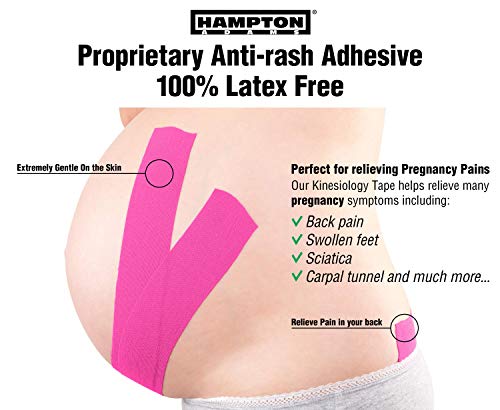 Hampton Adams Kinesiology Tape, Uncut Roll, Waterproof Muscle Support - color: Pink, size: 2in x 16ft (2 Rolls)