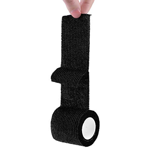 12 Pieces Self Adhesive Bandage Wrap Tape Stretch Self Adherent Cohesive Toe Tape for Sports, Wrist, Ankle, 5 Yards Each (Black, 2 Inches)