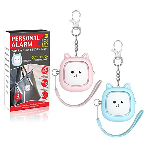 Personal Safety Alarm, VIGOROAD 2 Pack Loud 130dB Siren Emergency Panic Alarm with LED Light, Easy Pull Pin Keychain Self-Defense Security Alarm for Women, Seniors, Kids - color: Blue/Pink