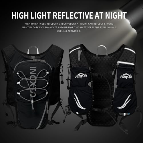IX INOXTO Running Hydration Vest for Women Men with 500ML Soft Flask - color: black with 500ml