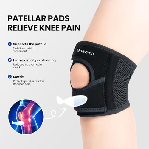 Galvaran Patellar Knee Brace Support Strap Knee Pain Relief Adjustable Knee Strap for Tendonitis, Arthritis, Jumpers, Tennis Running Injury Recovery (Medium) - size: Medium