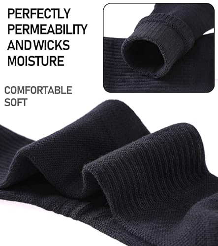 FNOVCO Women's Hiking Walking Running Crew Socks Thick Cushioned Athletic Compression Socks 5 Pairs - color: Black, size: 5-8