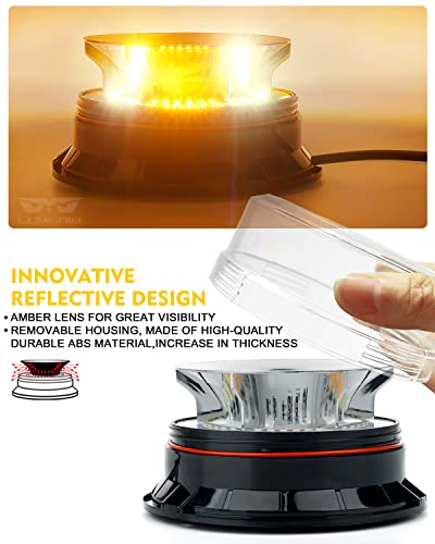 LUMENIX Amber White LED Rooftop Warning Beacon Strobe Light for Trucks - color: White Amber