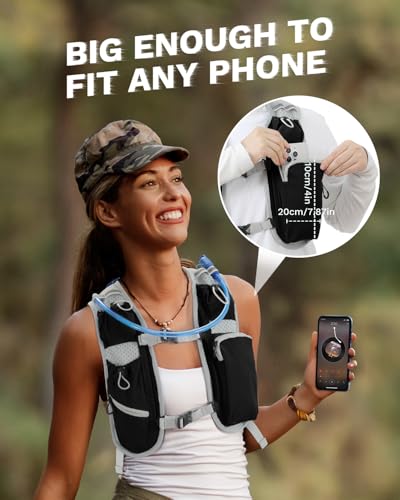 Running Vest for Women and Men, Hydration Running Backpack, Runners Vest, Hydration Vest, with Front Phone Holder, Adjustable Chest and Waist Strap - color: Black, size: Only Backpack