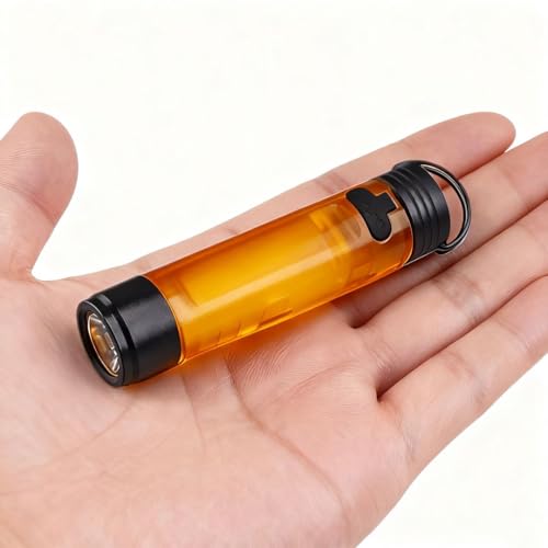 Rechargeable Keychain Flashlight USB C Rechargeable Flashlight with Magnetic Hook Portable Mini LED Flashlight with Pocket Clip Suitable for Camping Hiking and Emergency Travel (1, Amber) - color: Amber
