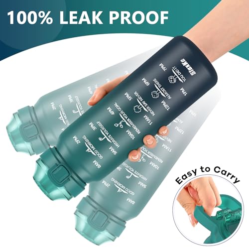 SLUXKE 32oz Insulated Water Bottle with 2Lids(Straw Lid & Spout Lid), 1000ml Stainless Steel Water Bottle Double Walled Leakproof, Reusable Metal Bottle Keep Cold & Hot for Men, Women BLUE BLUE - color: BLUE BLUE, size: 32 Ounces